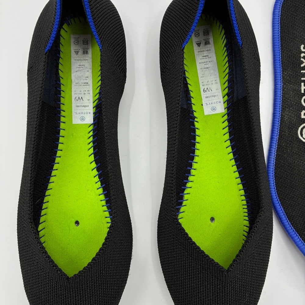 Rothy’s Women’s Black Knit ‘The Point’ Flats Slip On Dress Shoes Comfort Size 9 - Picture 4 of 10